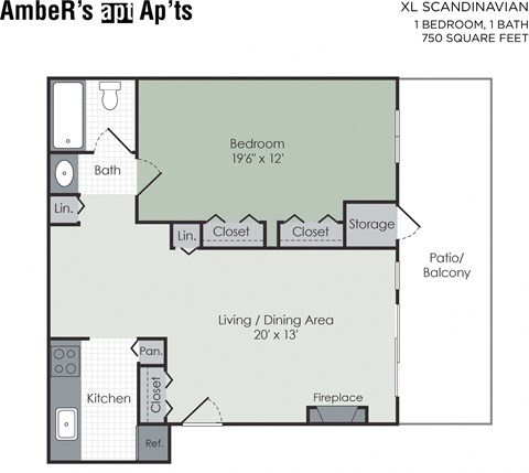 1 bedroom floor plan